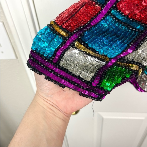 VINTAGE Fantasy by Lisa Kane Sequin Patchwork Jacket As Seen On VP Kamala Harris - Picture 5 of 16